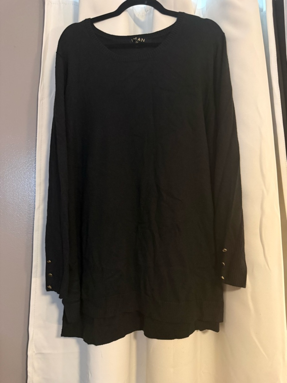 IMAN Black Sweater with Gold Logo